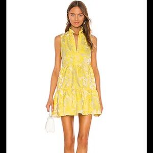 Amanda Uprichard Yellow Ruffled Tie Front Sundress